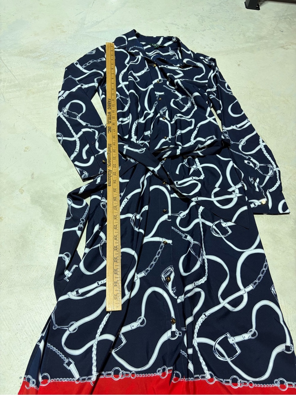 Lauren Ralph Lauren Navy Chain Print shirt Dress 10 - Picture 5 of 12
